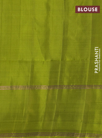 Pure soft silk saree grey and light green with allover zari woven buttas and rettapet zari woven border