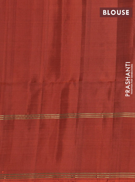 Pure soft silk saree black and rust shade with allover zari woven buttas and rettapet zari woven border