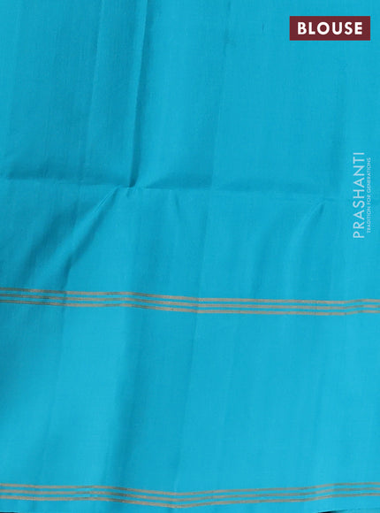 Pure soft silk saree dual shade of light green and light blue with allover zari weaves and rettapet zari woven border