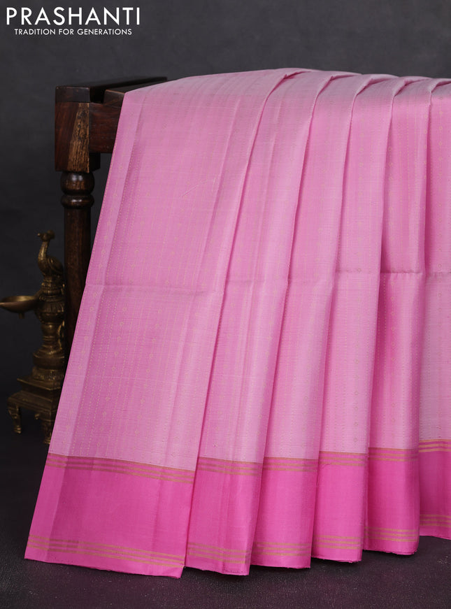 Pure soft silk saree lotus pink and pink with allover zari weaves and rettapet zari woven border
