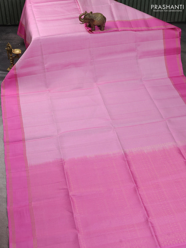 Pure soft silk saree lotus pink and pink with allover zari weaves and rettapet zari woven border