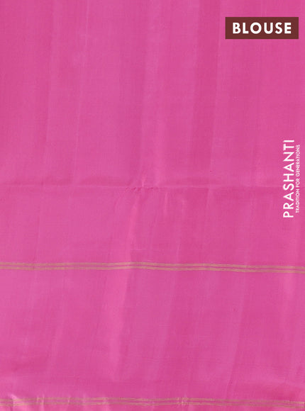 Pure soft silk saree dual shade of yellowish pink and light pink with allover zari woven buttas and long rettapet zari woven border
