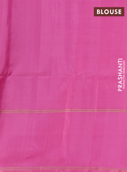Pure soft silk saree dual shade of pinkish yellow and light pink with allover zari woven buttas and long rettapet zari woven border