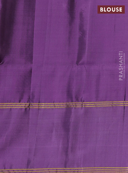 Pure soft silk saree maroon and lavender with allover zari weaves and long rettapet zari woven border