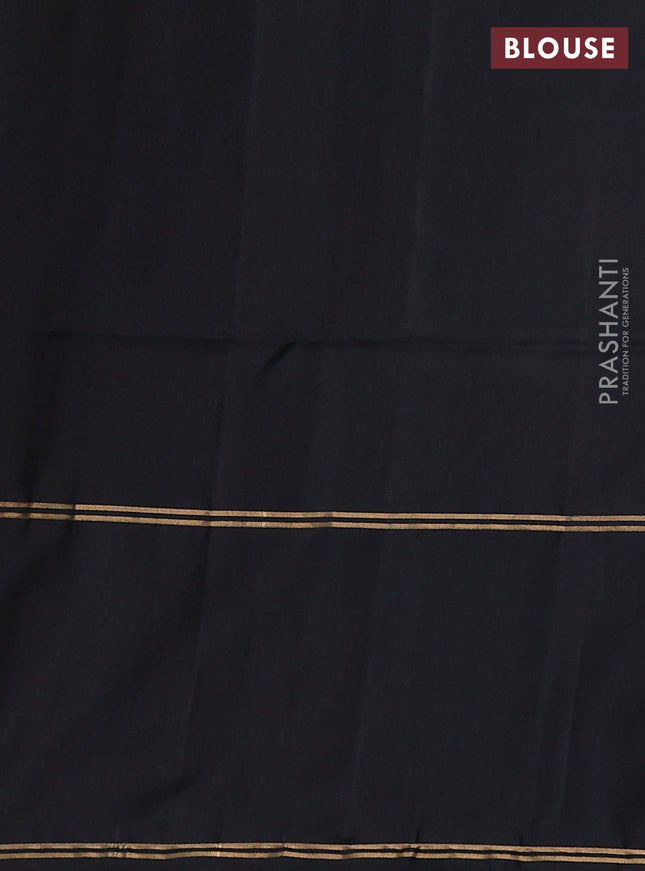 Pure soft silk saree grey and black with zari woven buttas and rettapet zari woven butta border