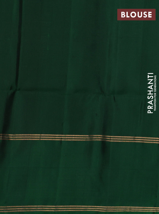 Pure soft silk saree rust shade and green with allover zari woven buttas and rettapet zari woven border