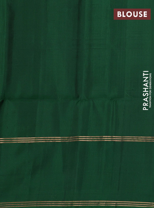 Pure soft silk saree black and green with allover zari woven buttas and rettapet zari woven border