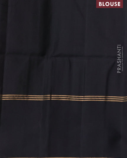 Pure soft silk saree purple and black with allover zari stripe & buttas and rettapet zari woven border