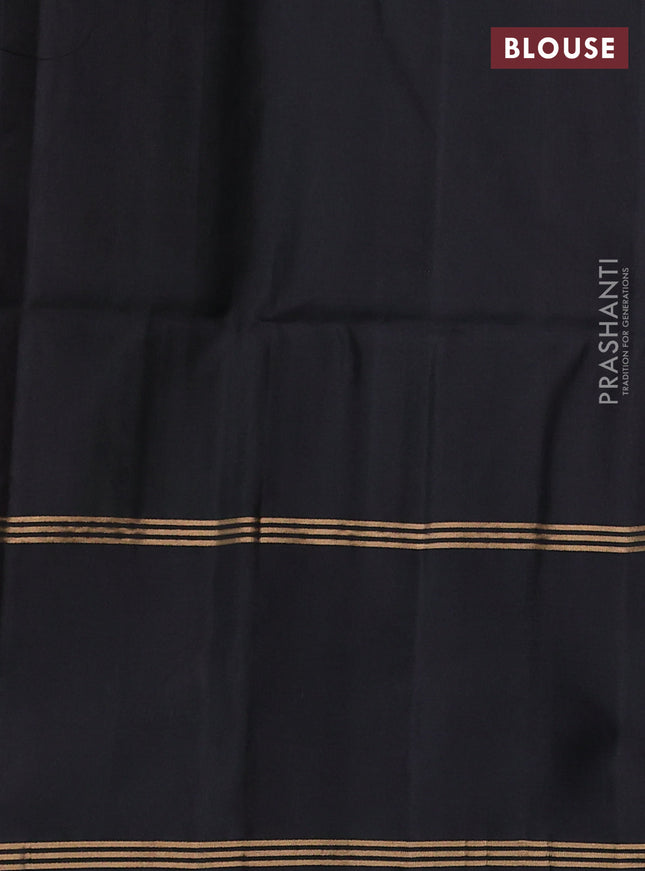Pure soft silk saree purple and black with allover zari stripe & buttas and rettapet zari woven border