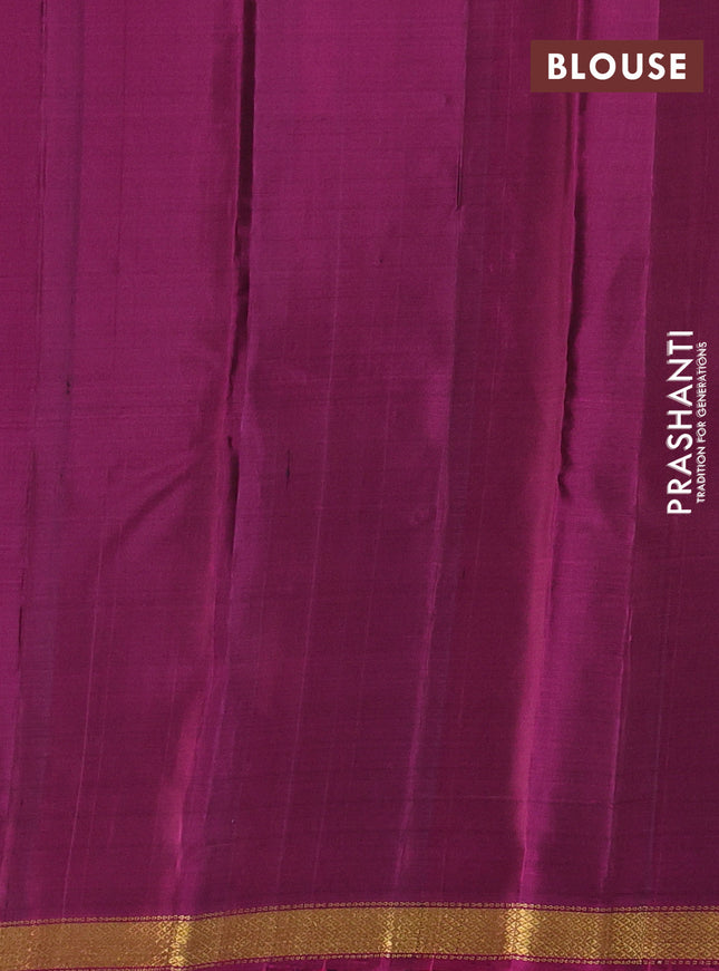 Pure soft silk saree teal green and magenta pink with zari woven buttas and small zari woven border
