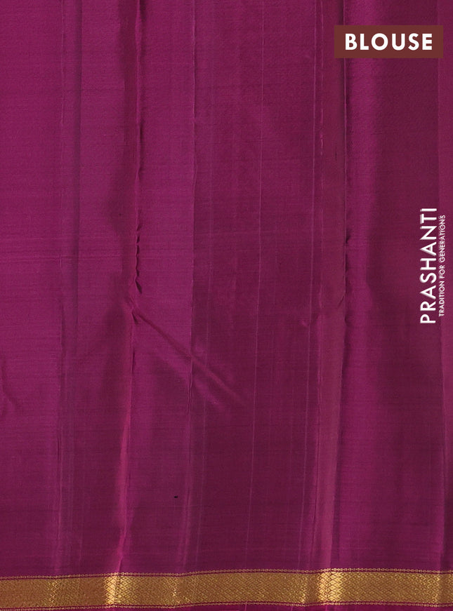 Pure soft silk saree coffee brown and magenta pink with zari woven buttas and small zari woven border
