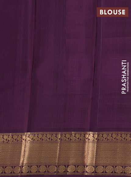 Pure soft silk saree green and deep purple with annam zari woven buttas and zari woven border