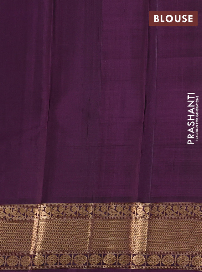 Pure soft silk saree green and deep purple with annam zari woven buttas and zari woven border