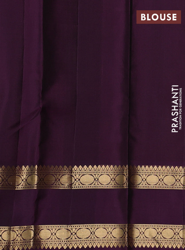 Pure soft silk saree rust shade and purple with zari woven buttas and long rettapet zari woven border