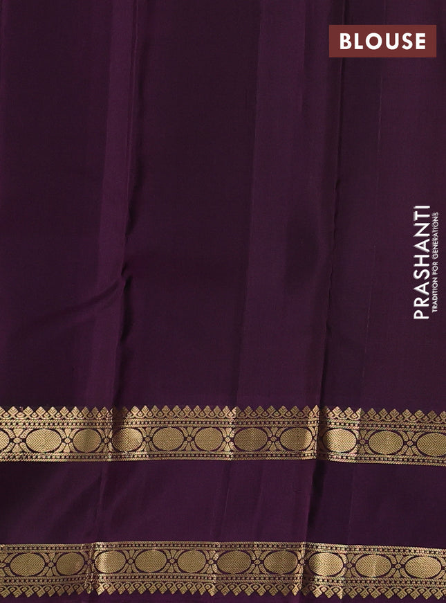 Pure soft silk saree dark mustard and purple with zari woven buttas and long rettapet zari woven border