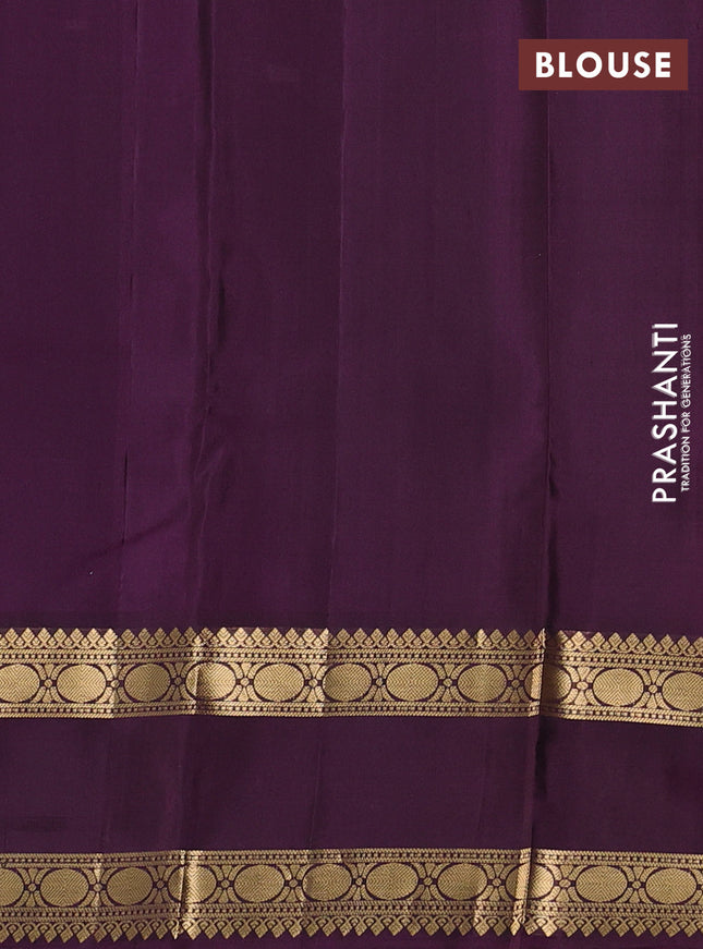 Pure soft silk saree rust shade and purple with zari woven buttas and long rettapet zari woven border