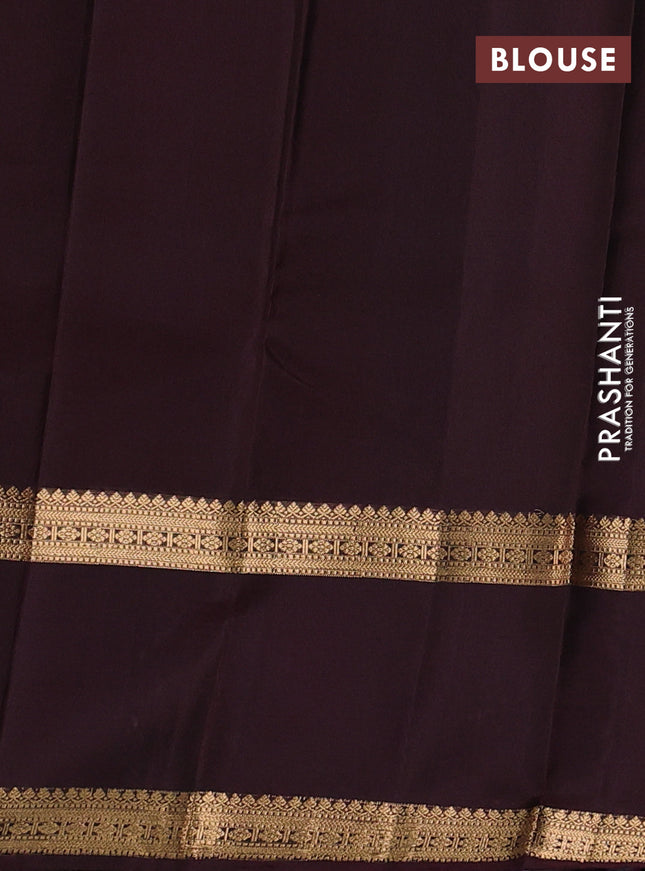 Pure soft silk saree purple and coffee brown with zari woven buttas and long rettapet zari woven border