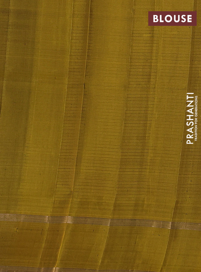 Pure soft silk saree deep purple and dark mustard with allover zari checks & buttas and rettapet zari woven border