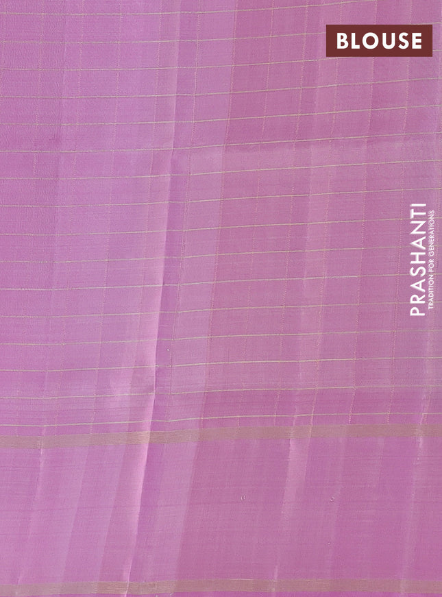 Pure soft silk saree teal green shade and lotus pink with allover zari checked pattern and rettapet zari woven border