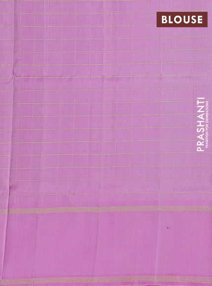 Pure soft silk saree grey and lotus pink with allover zari checked pattern and rettapet zari woven border