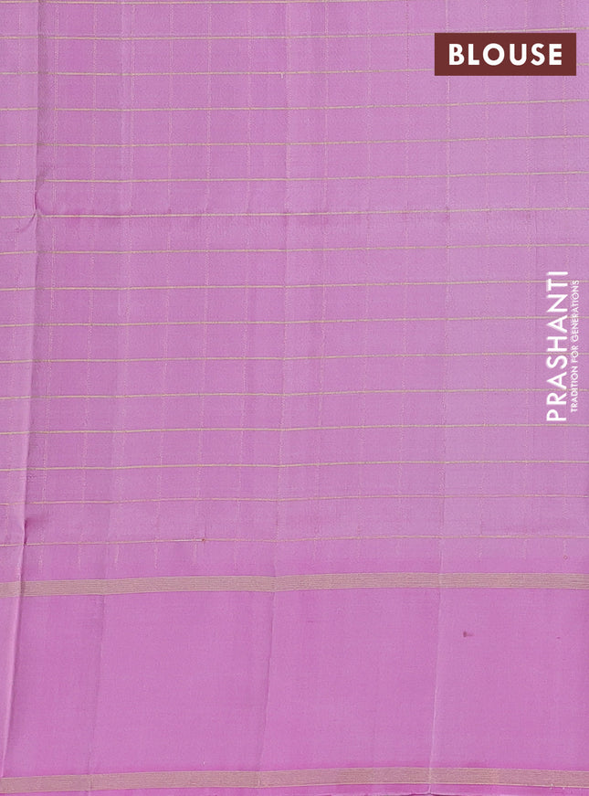 Pure soft silk saree grey and lotus pink with allover zari checked pattern and rettapet zari woven border