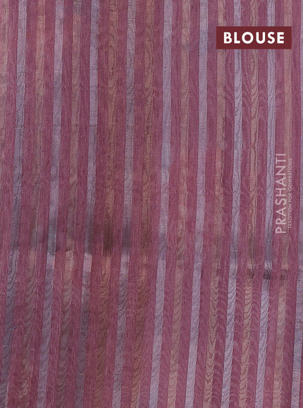 Organza tissue tussar saree mauve pink with floral prints and lace work border