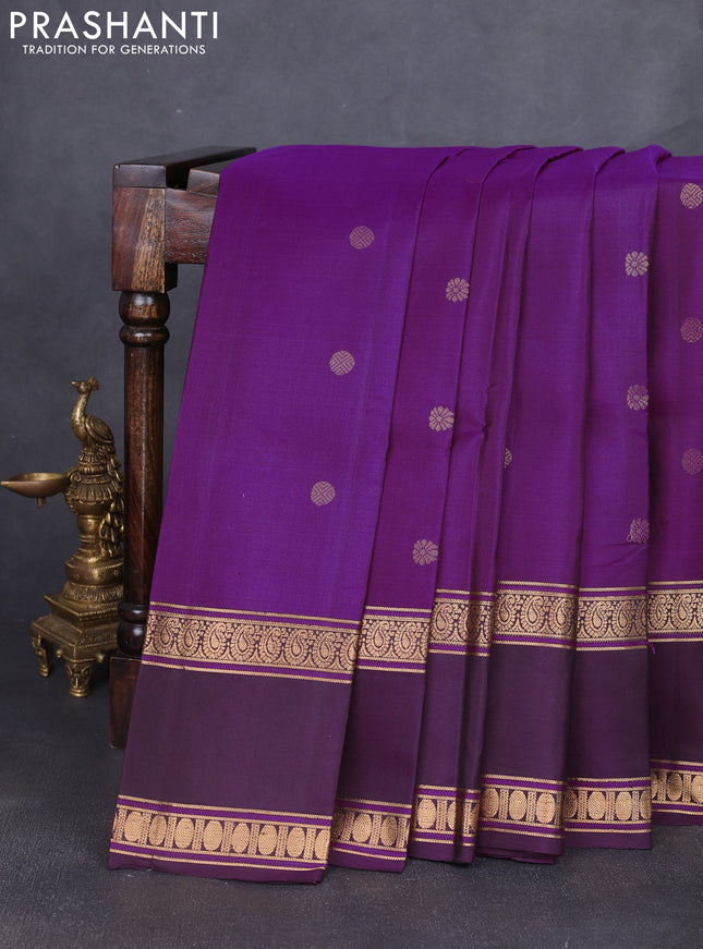 Pure soft silk saree purple and deep purple with zari woven buttas and rettapet zari woven border