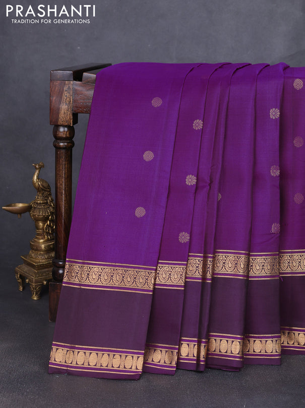 Pure soft silk saree purple and deep purple with zari woven buttas and rettapet zari woven border