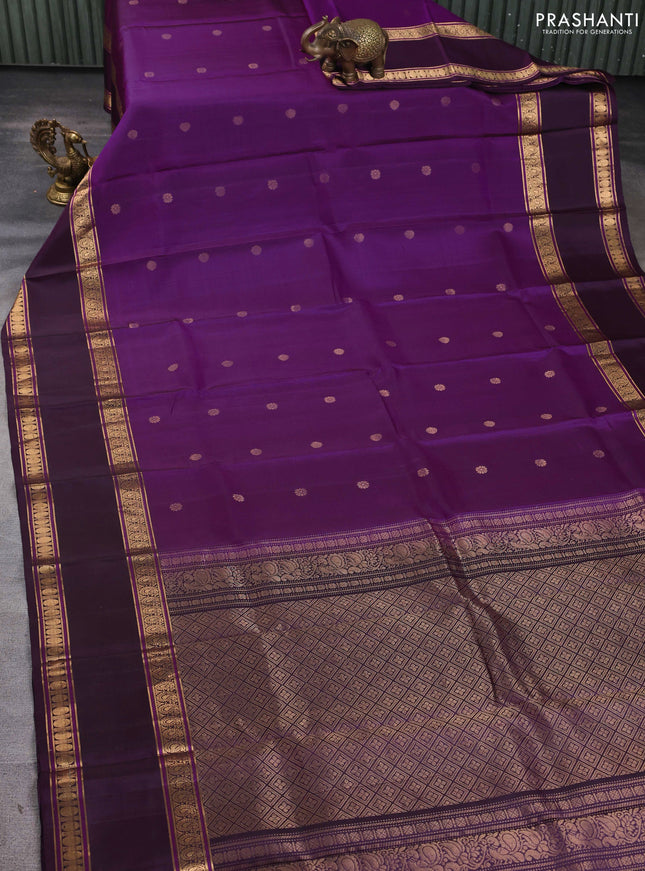 Pure soft silk saree purple and deep purple with zari woven buttas and rettapet zari woven border