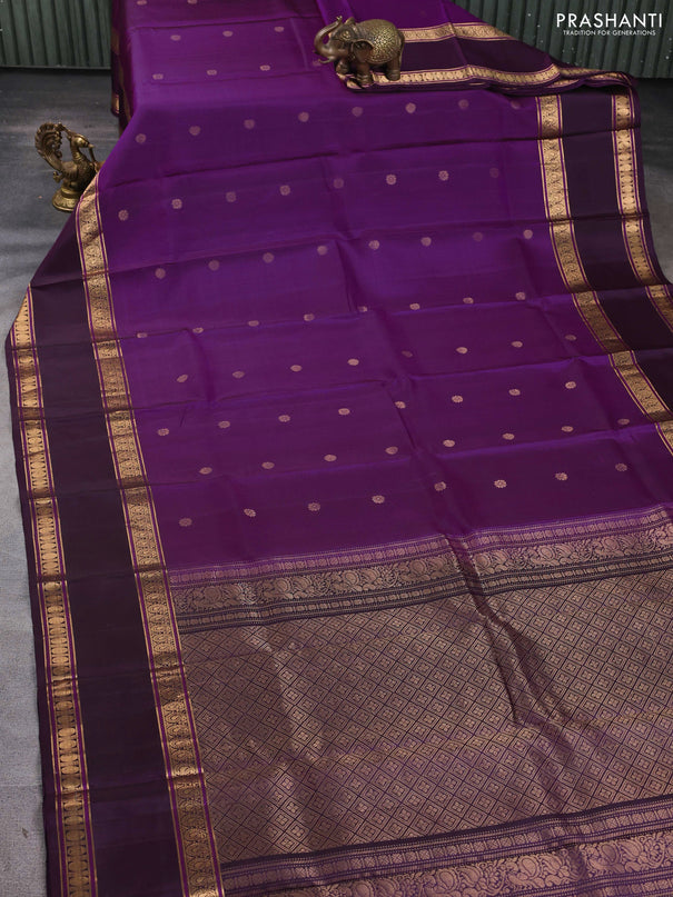Pure soft silk saree purple and deep purple with zari woven buttas and rettapet zari woven border