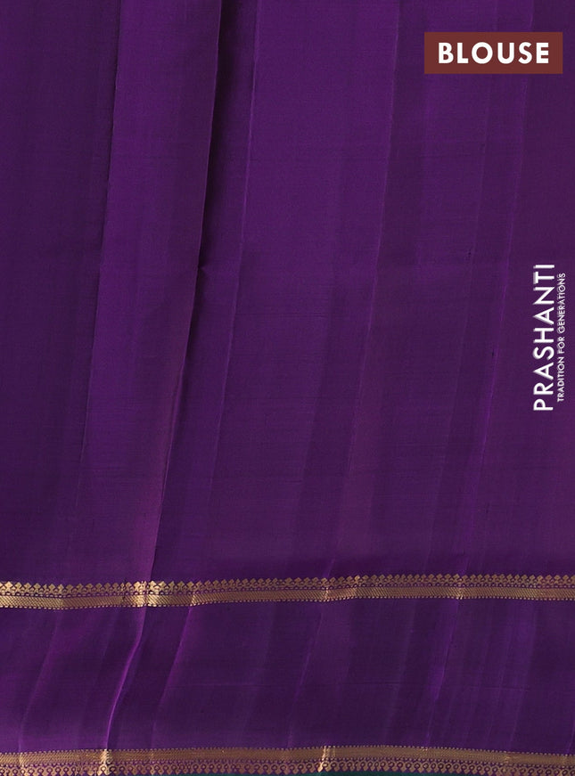 Pure soft silk saree green and violet with zari woven buttas and rettapet zari woven border