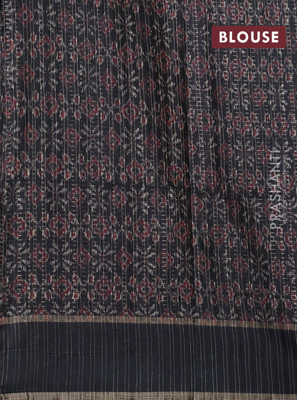 Semi tussar saree maroon and black with allover zari weaves and rettapet zari woven border