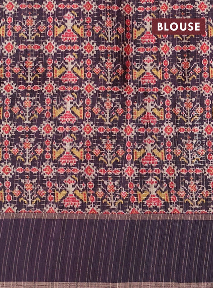 Semi tussar saree red and deep jamun with allover zari weaves and rettapet zari woven border