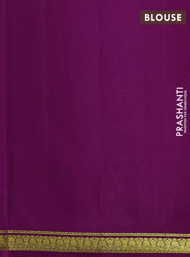 Pure mysore silk saree baby pink and purple with plain body and zari woven border