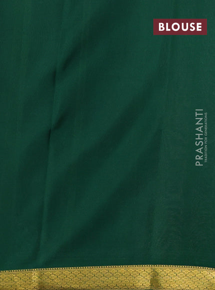 Pure mysore silk saree pastel pink and green with plain body and zari woven border