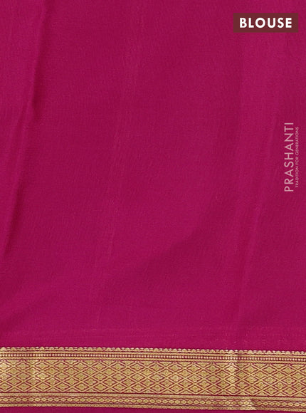 Pure mysore silk saree parrot green and pink with plain body and zari woven border