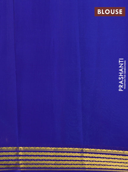 Pure mysore silk saree teal blue and royal blue with plain body and zari woven border