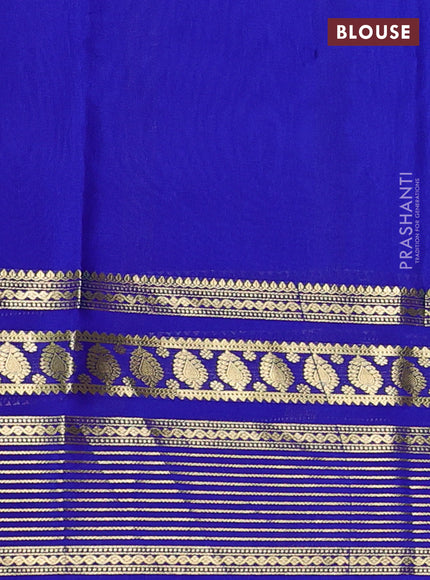 Pure mysore silk saree light blue and royal blue with plain body and zari woven border