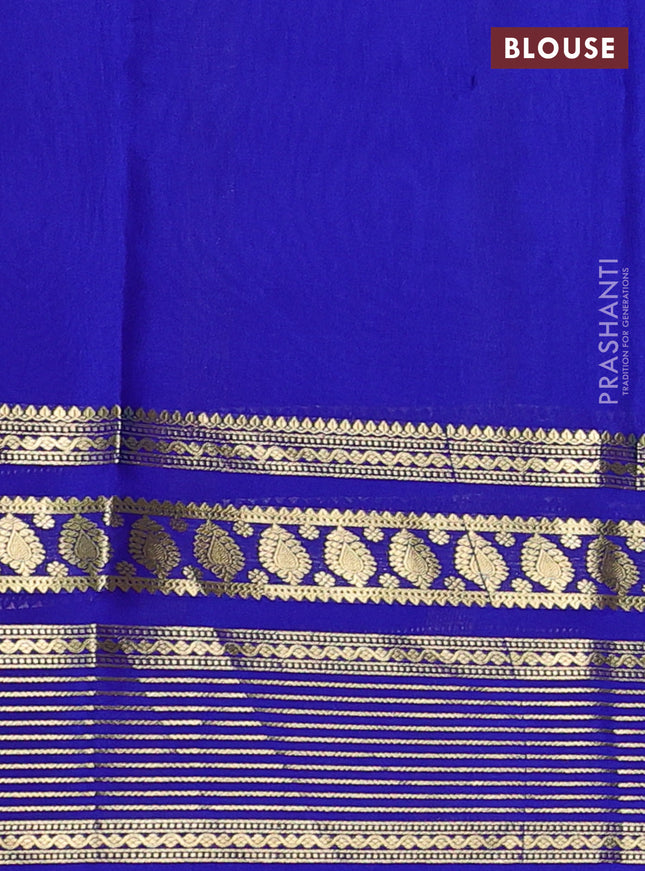 Pure mysore silk saree light blue and royal blue with plain body and zari woven border