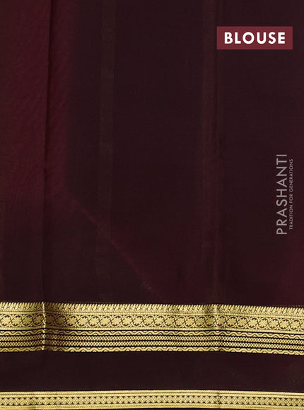 Pure mysore silk saree peach pink and coffee brown with plain body and rettapet zari woven border