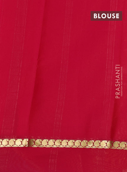 Pure mysore silk saree mustard yellow and pink with allover zari checked pattern and zari woven simple border