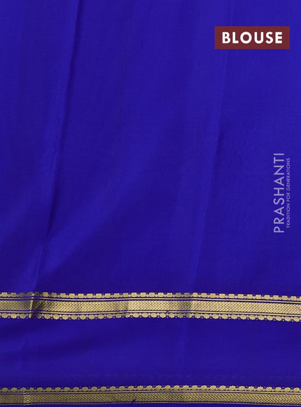 Pure mysore silk saree light blue and royal blue with allover zari checked pattern and rettapet zari woven border