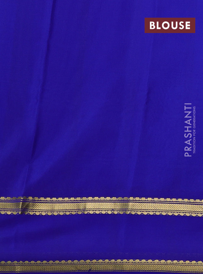 Pure mysore silk saree light blue and royal blue with allover zari checked pattern and rettapet zari woven border