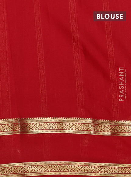 Pure mysore silk saree coffee brown and red with allover zari weaves and rettapet zari woven border