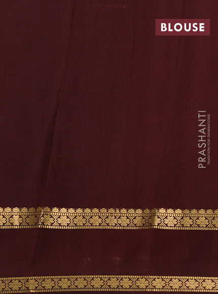 Pure mysore silk saree rust shade and coffee brown with allover zari woven checked pattern and rettapet zari woven border