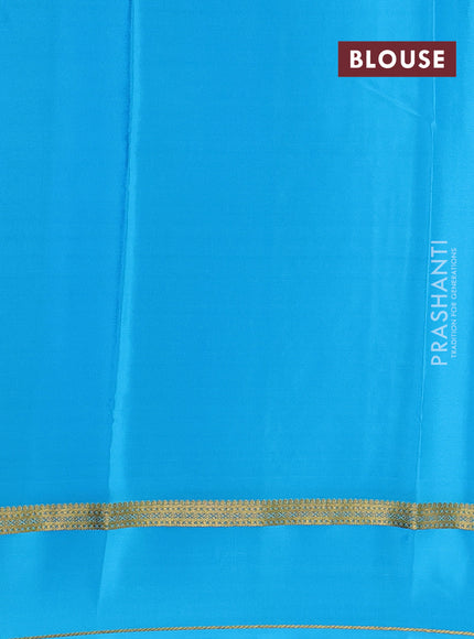 Pure mysore silk saree royal blue and light blue with zari woven buttas and rettapet zari woven border