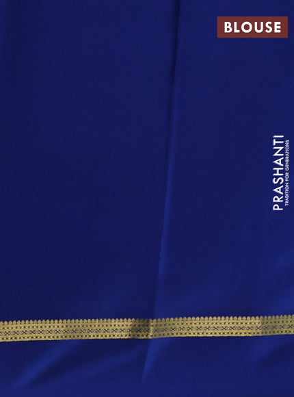 Pure mysore silk saree teal blue and blue with zari woven buttas and rettapet zari woven border