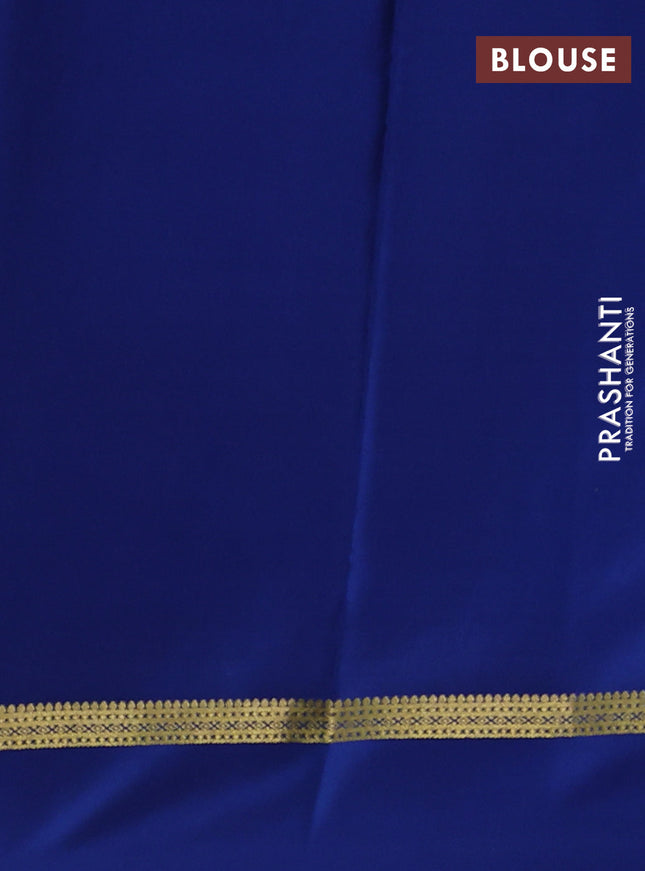 Pure mysore silk saree teal blue and blue with zari woven buttas and rettapet zari woven border