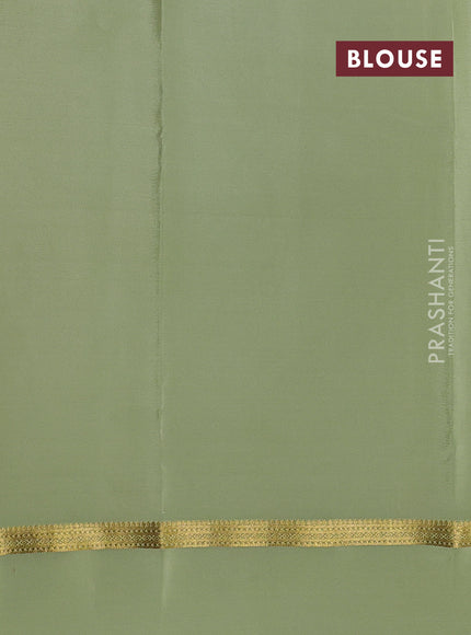 Pure mysore silk saree coffee brown and pista green with zari woven buttas and rettapet zari woven border