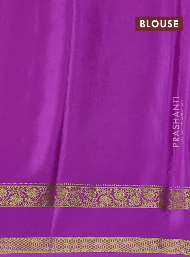 Pure mysore silk saree red and lavender with allover zari woven checked pattern and rettapet zari woven border